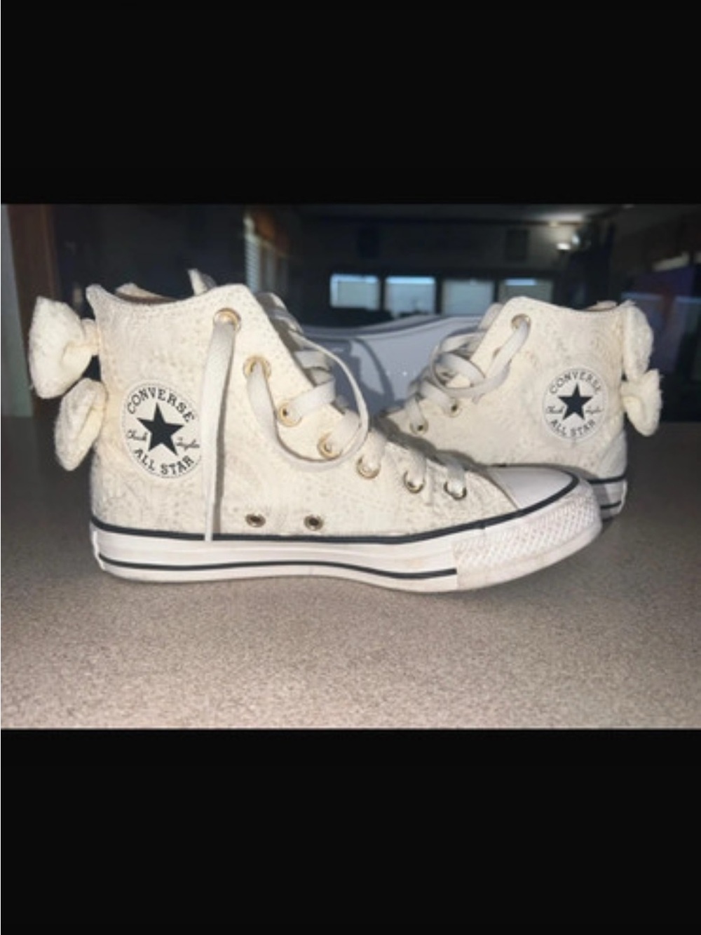 Converse Chuck Taylor All Star bow crochet high top egret/ivory bride
